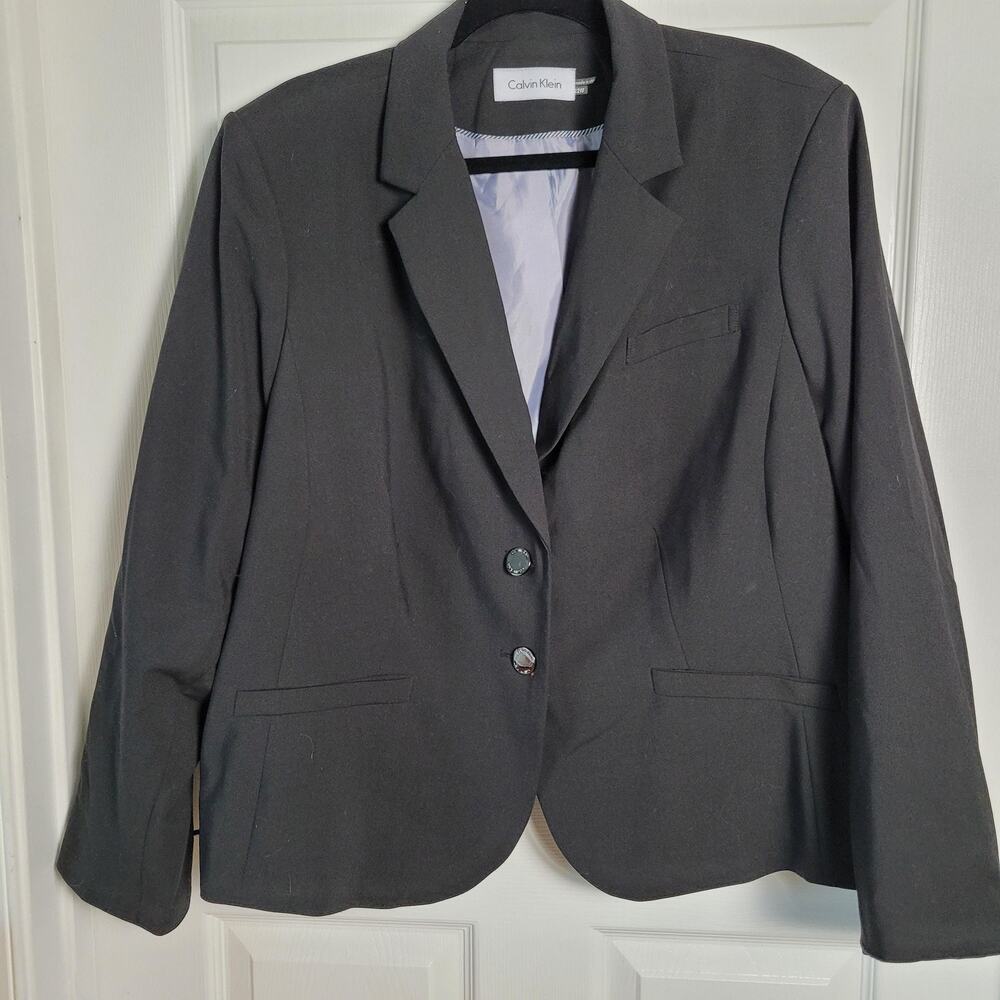 Calvin Klein Blazer Womens 22W Two Button Career Jacket Office Lined Pockets